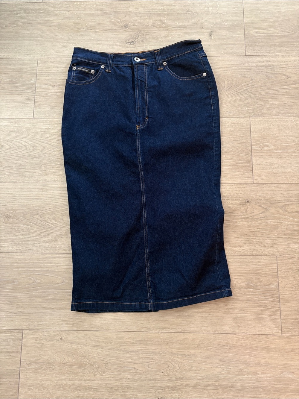Dolce & Gabbana Dark Blue Denim Midi Skirt